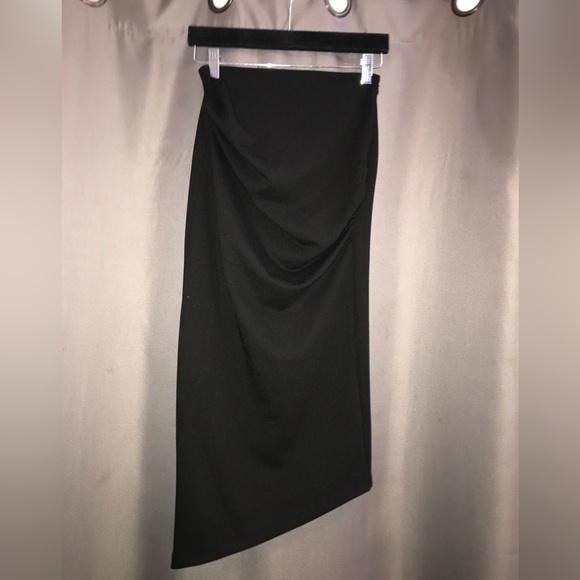 Zara asymmetrical black pencil midi black skirt size Small - Picture 1 of 3